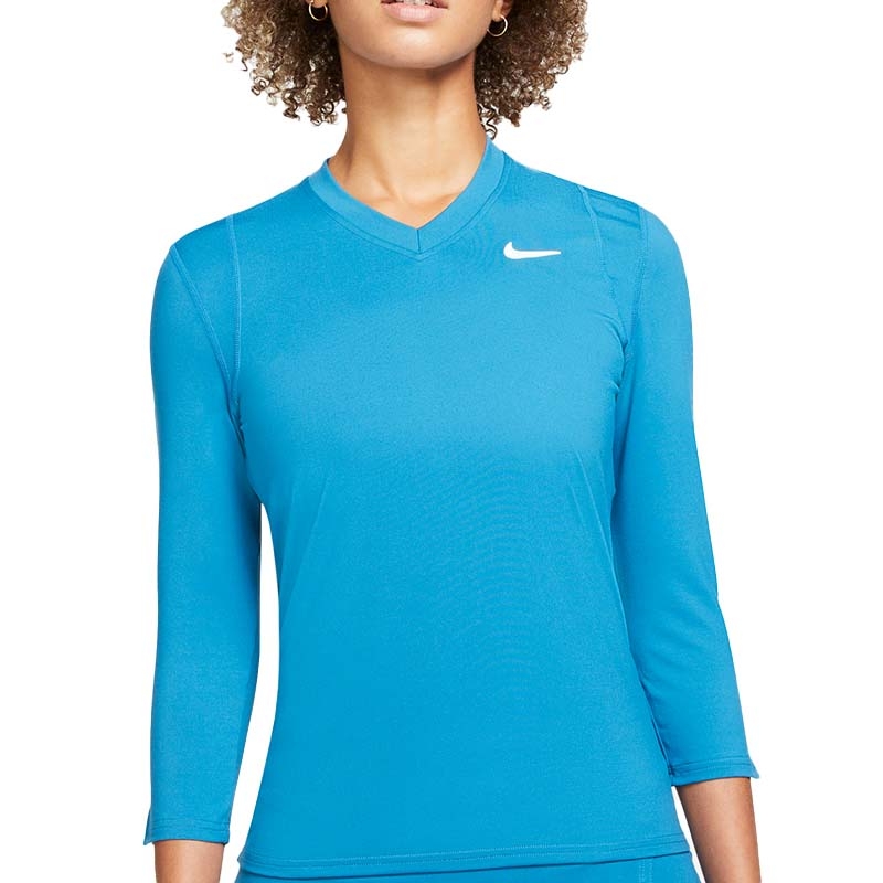 Nike Court Victory 3/4 Women's Tennis Top Blue/white