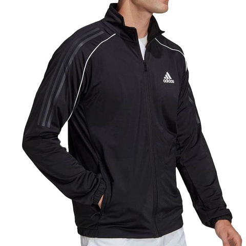 Benadering hoog beeld Adidas 3 Stripe Knit Men's Tennis Jacket Black/white