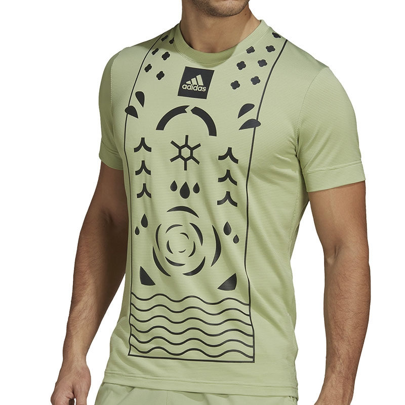 En realidad Cumplido Traición Adidas Paris Freelift Men's Tennis Tee Lime/black