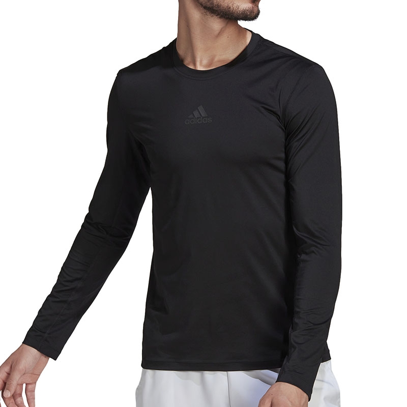 Adidas Paris Techfit Fitted Long Sleeve Men's Tennis Tee Black