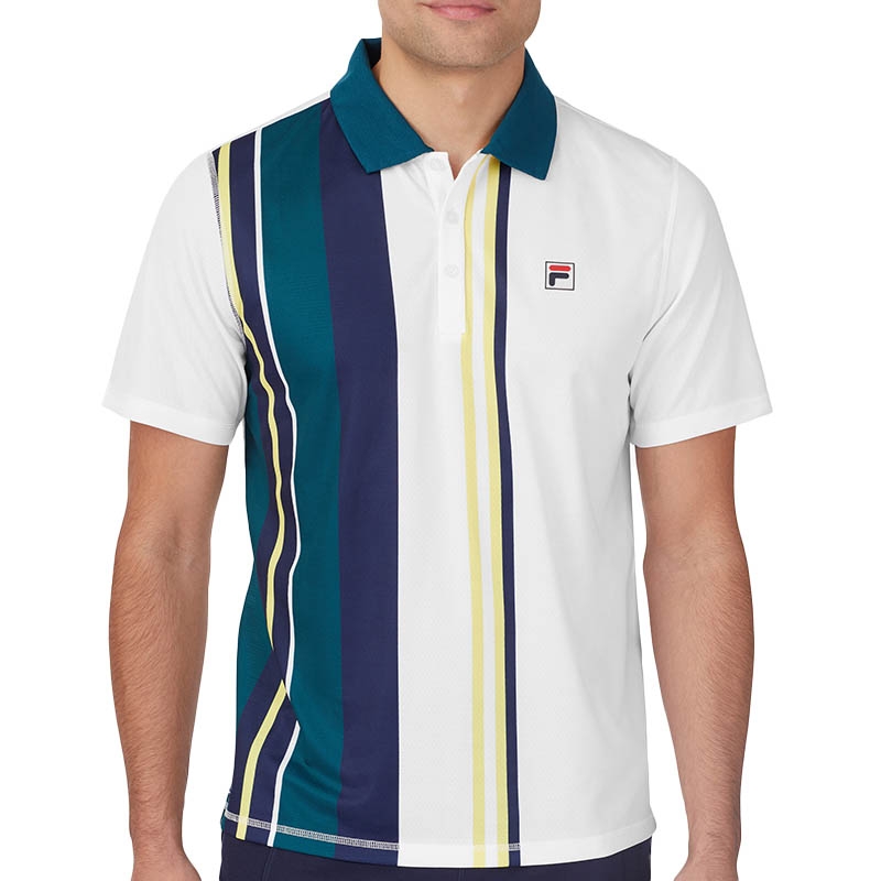 Fila Heritage Stripe Men's Tennis Polo White/teal