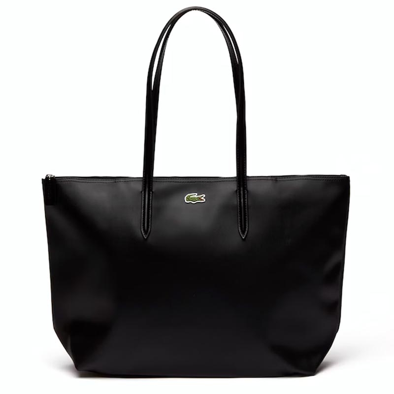 L black leather shopper bag