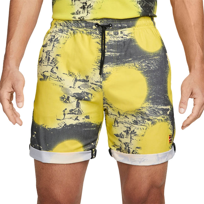 Nike Heritage 6 Printed Men s Tennis Short Black yellow
