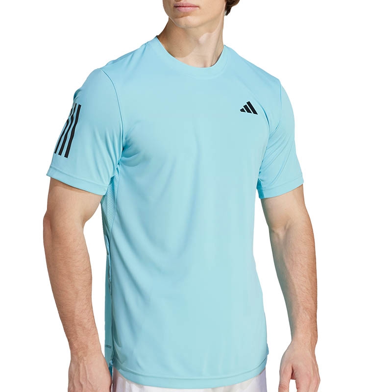 adidas Club 3 Stripe Men's Tennis Tee Aqua