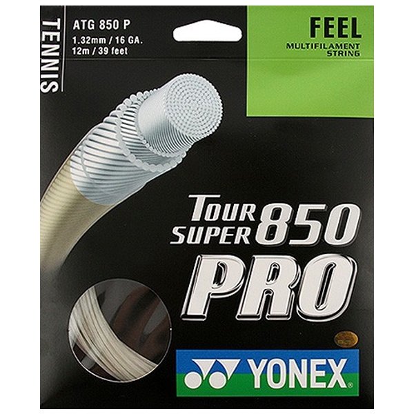 yonex tour super 850 pro tennissaite set 16/1.32 weiß 