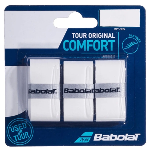 0.55mm White Babolat Tour Original Comfort Tennis Racket Overgrips 12 Pack 