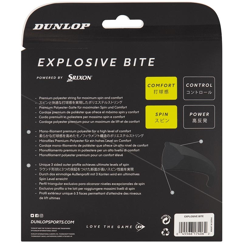 Dunlop Explosive Bite 17 Tennis String Set Black