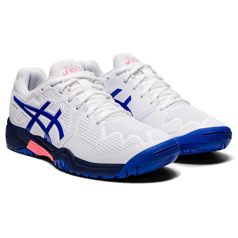 Asics Gel Resolution 8 GS Junior Tennis Shoe White/blue