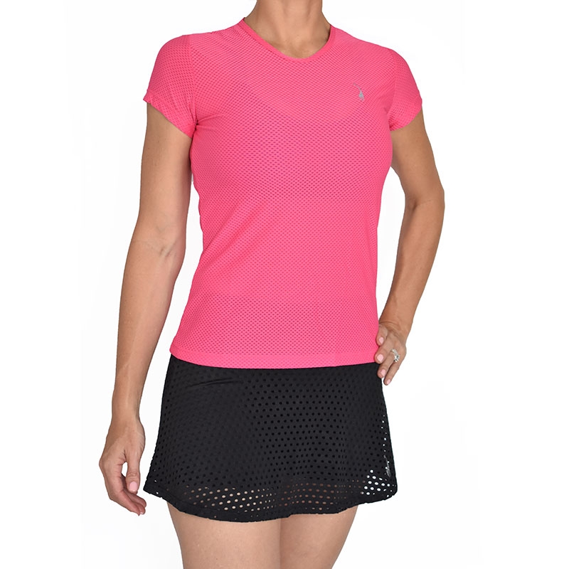 LacoaSports Short Sleeve Women's Tennis Top Cherrypink