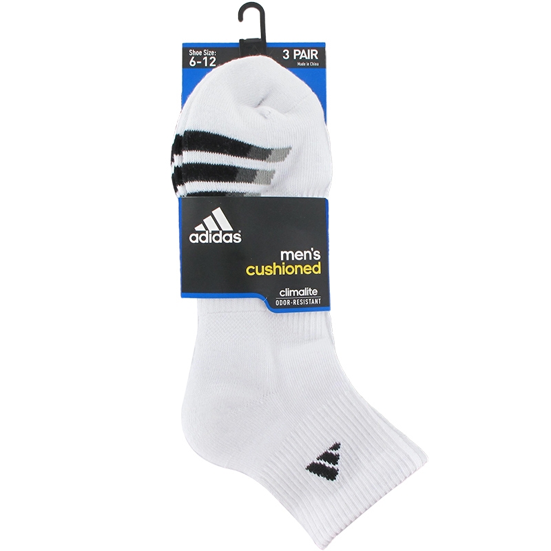 Adidas Cushioned 3 Pack Quarter Men's Tennis Socks White