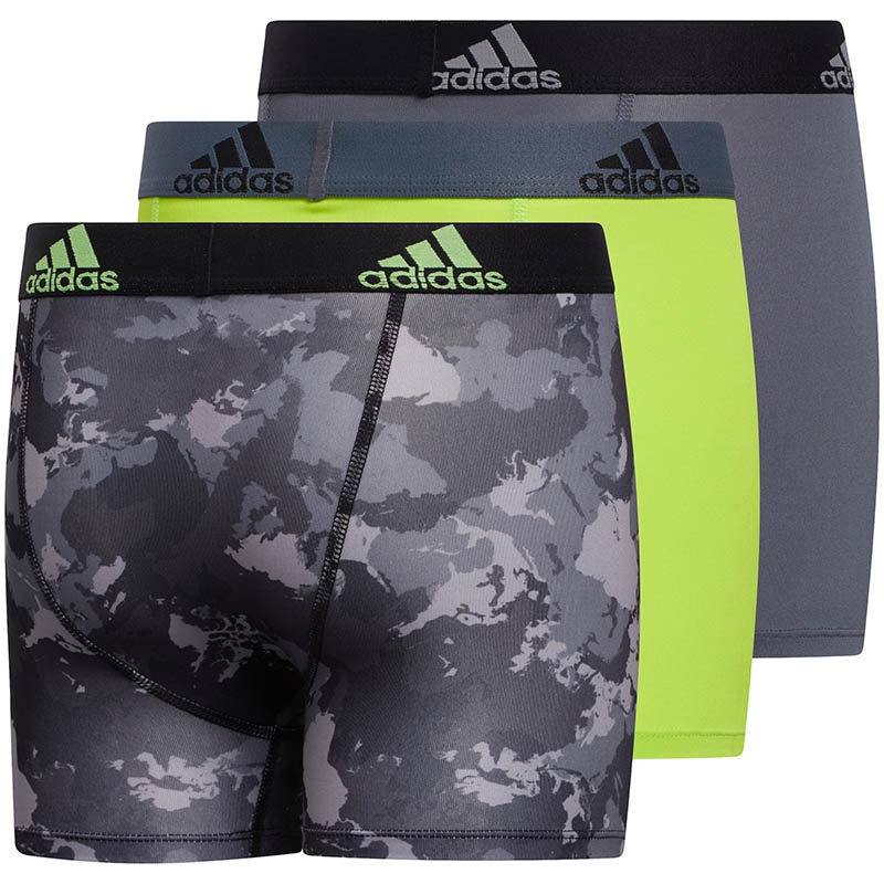 Adidas Performance Climalite 3 Pack Boys Boxer Brief Grey/neongreen/black