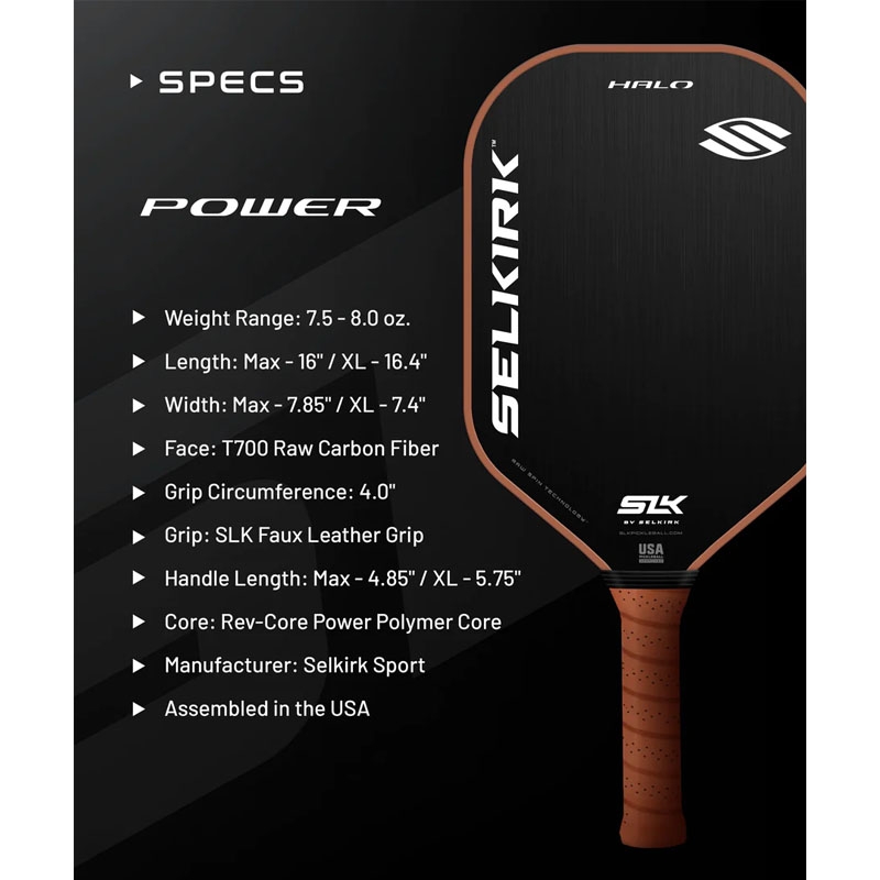 Selkirk Halo Power XL Pickleball Paddle Black