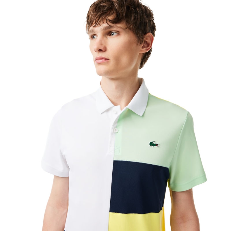 Lacoste Player On Court Men's Tennis Polo White/green/navy Lacoste Player On Court Men's Tennis Polo White/green/navy