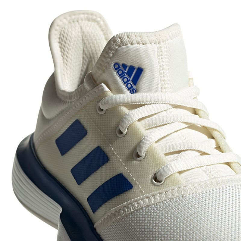 Jです Adidas SoleCourt XJ Junior Tennis Shoe White/blue
