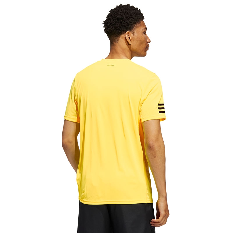 Adidas Club 3 Stripes Men's Tennis Tee Yellow