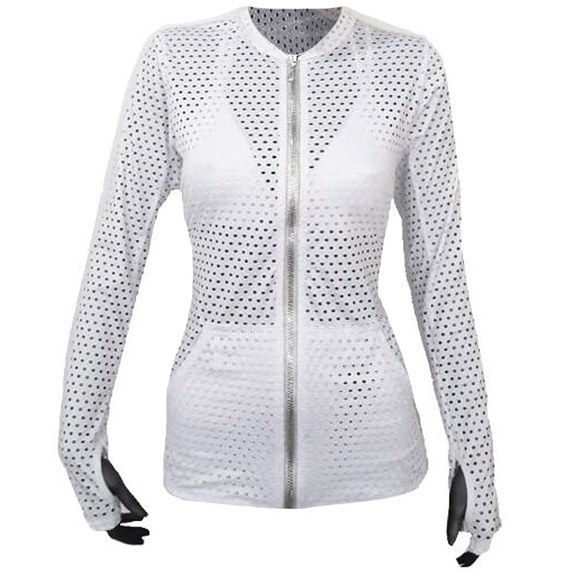 LacoaSports Modern White Mesh Women's Tennis Jacket White