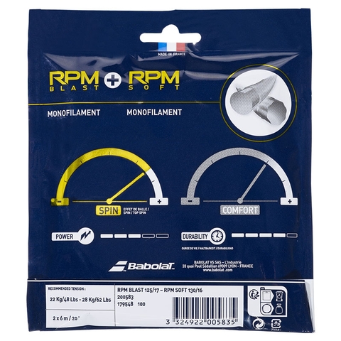 Babolat RPM Blast 17 + RPM Soft 16 Tennis String Set Black/grey