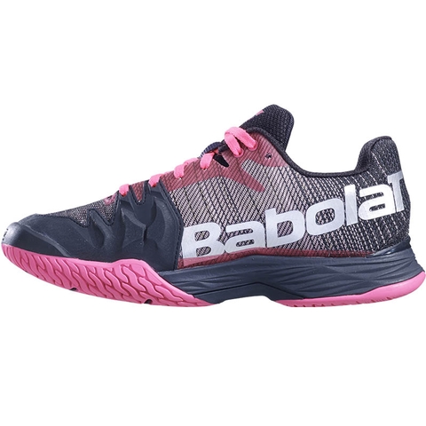 black and pink tennis shoes