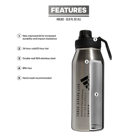 Adidas Steel 1 L Metal Bottle