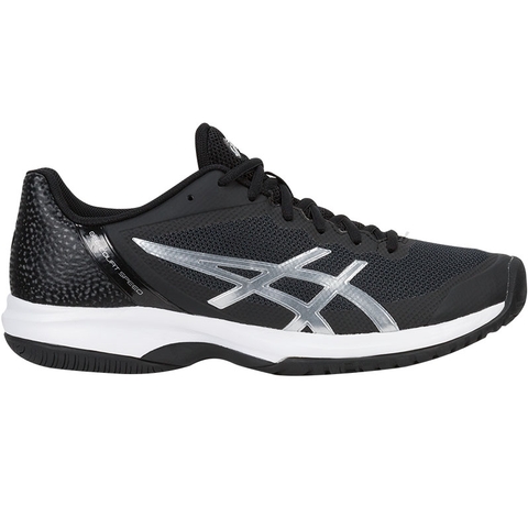 black and silver tennis shoes