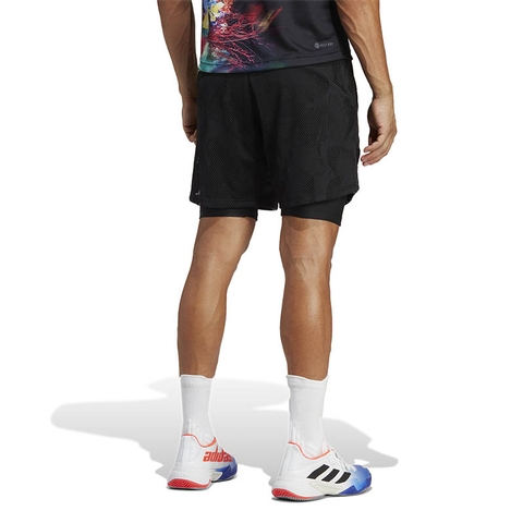 luto pistola silueta Adidas Melbourne 2 In 1 7 Men's Tennis Short Black