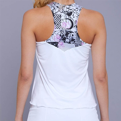 Denise Cronwall High Neckline Women's Tennis Top White/print