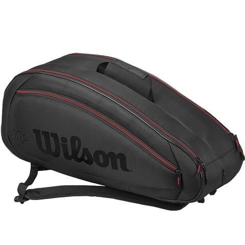 Wilson Federer Team 6 Pack Tennis Bag Black Red Wilson Federer Team 6 Pack Tennis Bag